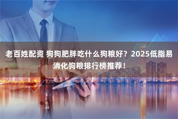 老百姓配资 狗狗肥胖吃什么狗粮好？2025低脂易消化狗粮排行榜推荐！